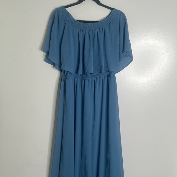 Show me your mumu blue off shoulder maxi bridesmaids dress size XXL - Picture 5 of 10